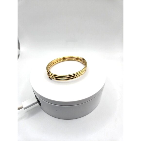 Vintage Milor Signed Sterling Gold Leaf Italian Hinged Bracelet with Safety - Picture 4 of 11